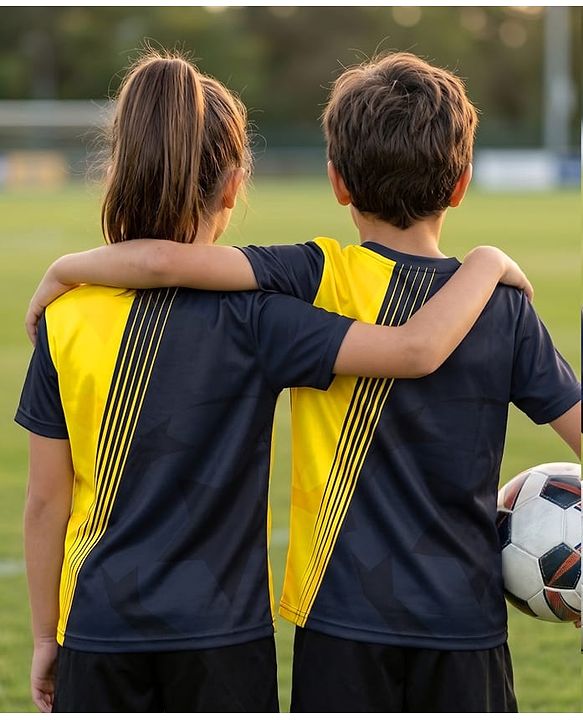 Pine Active Knit Half Sleeves Soccer Theme Printed T-Shirt - Yellow