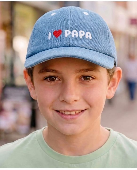 Babyhug Denim Woven Baseball Cap With Text Embroidery Light Blue - Diameter 14.5 cm