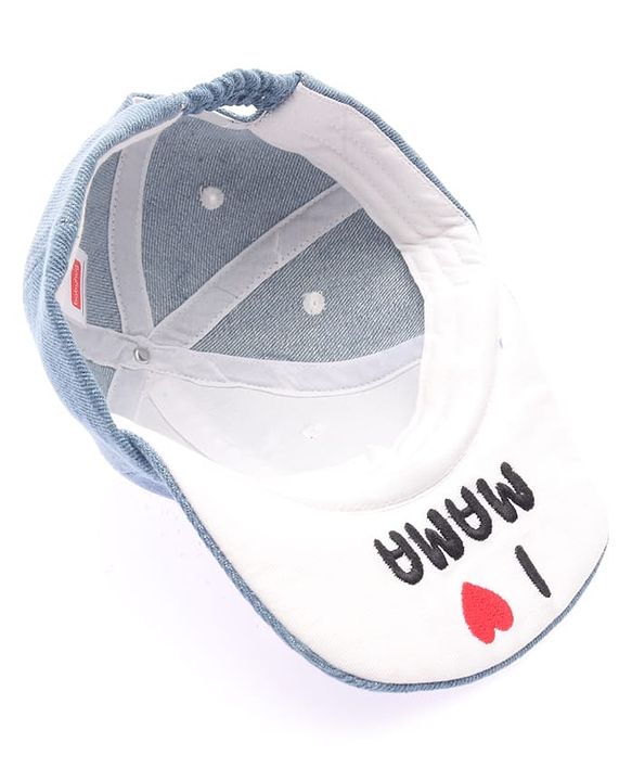 Babyhug Denim Woven Baseball Cap With Text Embroidery Light Blue - Diameter 14.5 cm