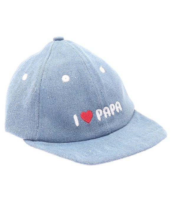 Babyhug Denim Woven Baseball Cap With Text Embroidery Light Blue - Diameter 14.5 cm