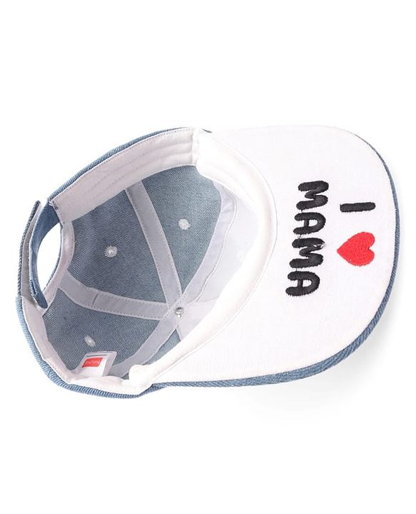 Babyhug Denim Woven Baseball Cap With Text Embroidery Light Blue - Diameter 14.5 cm