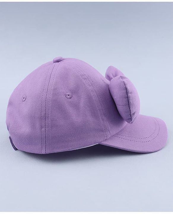 Babyhug 100% Cotton Woven Solid Colour Baseball Cap With Bow Applique - Lilac