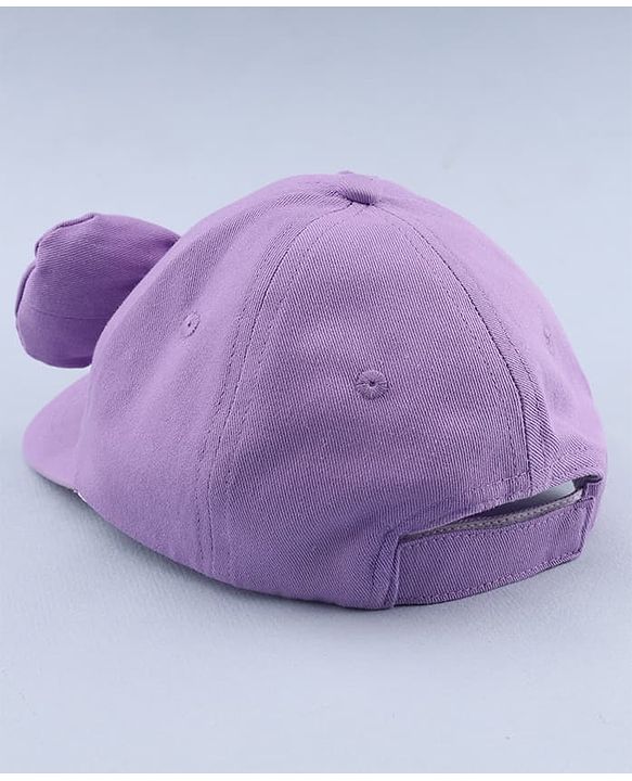 Babyhug 100% Cotton Woven Solid Colour Baseball Cap With Bow Applique - Lilac