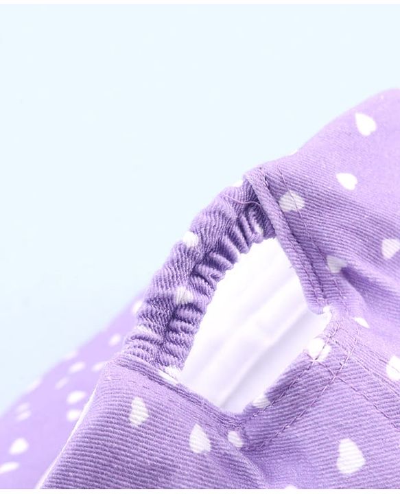 Babyhug 100% Cotton Woven Summer Cap With Bow Applique & Heart Print Lilac - Diameter 21.5 cm