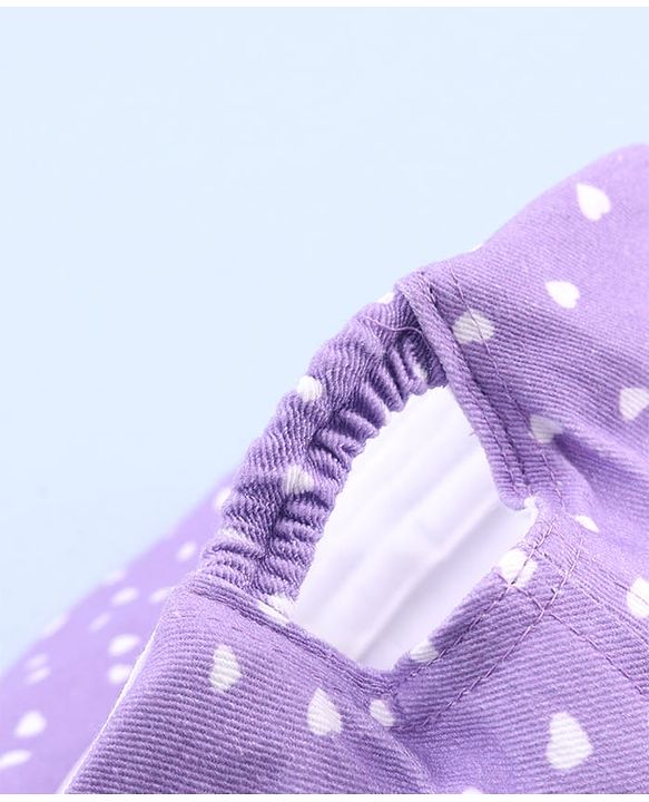 Babyhug 100% Cotton Woven Summer Cap With Bow Applique & Heart Print Lilac - Diameter 21.5 cm