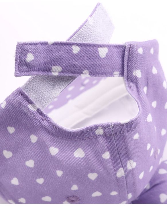 Babyhug 100% Cotton Woven Summer Cap With Bow Applique & Heart Print Lilac - Diameter 21.5 cm