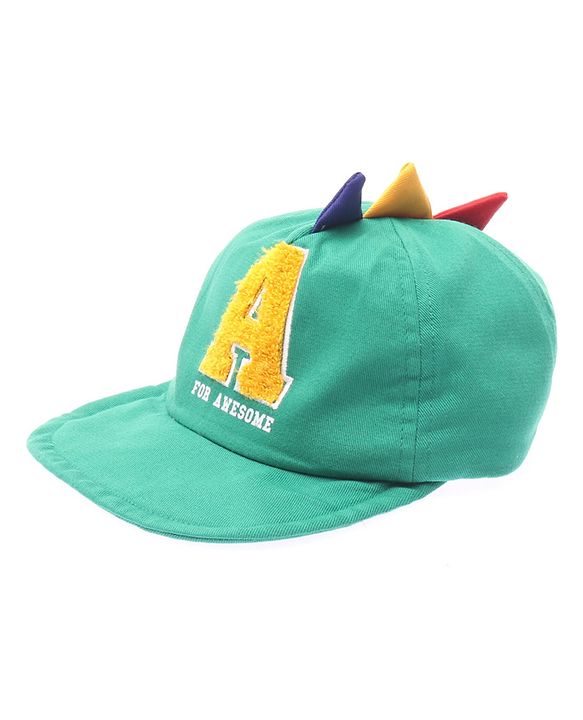 Babyhug 100% Cotton Woven Baseball Cap With Text Embroidery Green - Diameter 14.5 cm