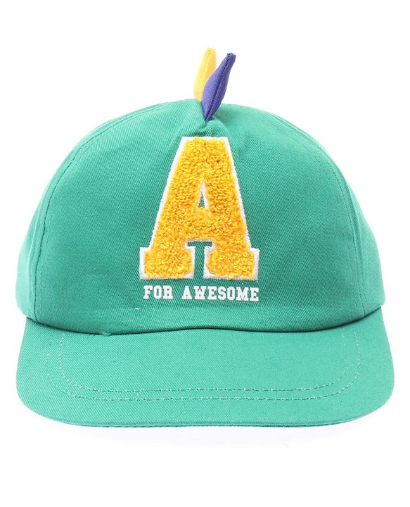 Babyhug 100% Cotton Woven Baseball Cap With Text Embroidery Green - Diameter 14.5 cm