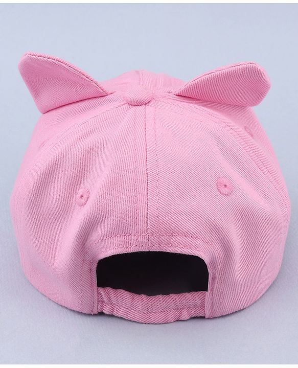 Babyhug 100% Cotton Woven Baseball Cap With Kitty Face Face Embroidery - Pink