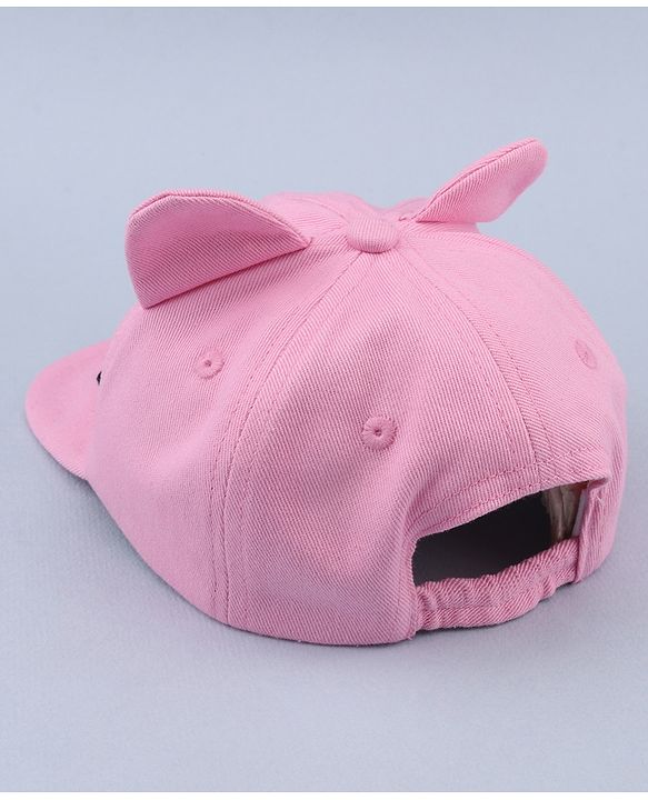 Babyhug 100% Cotton Woven Baseball Cap With Kitty Face Face Embroidery - Pink
