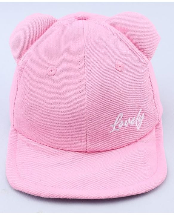 Babyhug Cotton Woven Baseball Cap With Text Embroidery Pink - Diameter 17 cm