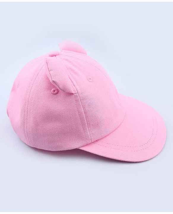 Babyhug Cotton Woven Baseball Cap With Text Embroidery Pink - Diameter 17 cm