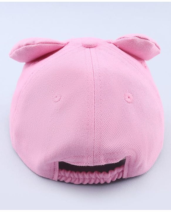 Babyhug Cotton Woven Baseball Cap With Text Embroidery Pink - Diameter 17 cm
