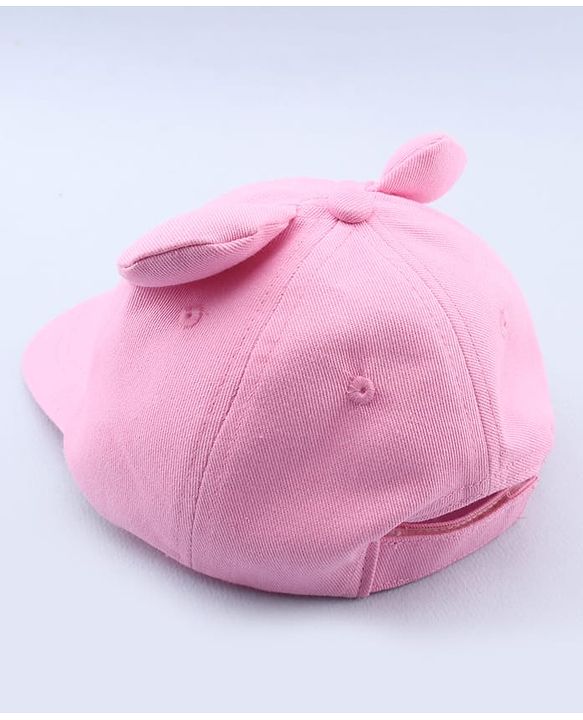 Babyhug Cotton Woven Baseball Cap With Text Embroidery Pink - Diameter 17 cm