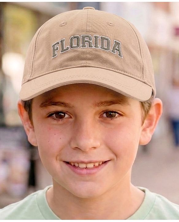 Babyhug 100% Cotton Woven Text Embroidered Baseball Cap Light Brown - Diameter 19 cm