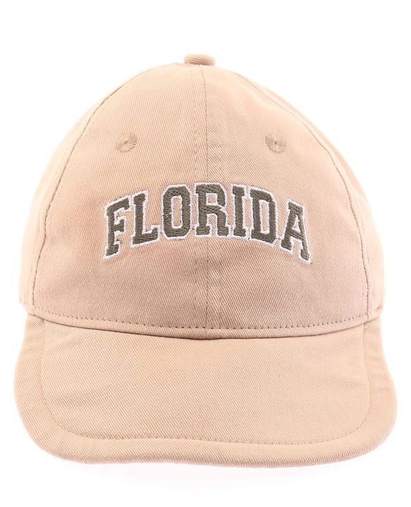 Babyhug 100% Cotton Woven Text Embroidered Baseball Cap Light Brown - Diameter 19 cm