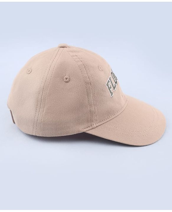 Babyhug 100% Cotton Woven Text Embroidered Baseball Cap Light Brown - Diameter 19 cm