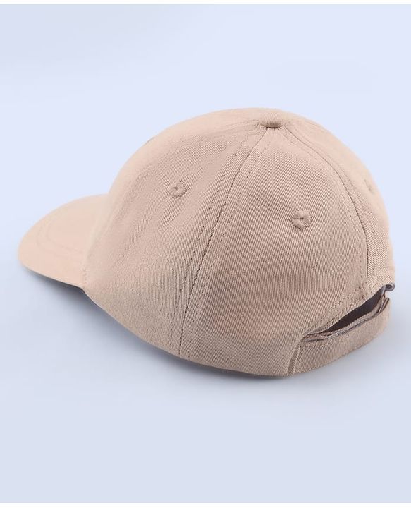 Babyhug 100% Cotton Woven Text Embroidered Baseball Cap Light Brown - Diameter 19 cm