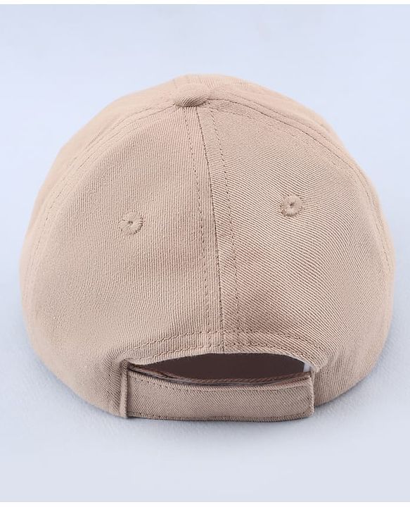 Babyhug 100% Cotton Woven Text Embroidered Baseball Cap Light Brown - Diameter 19 cm