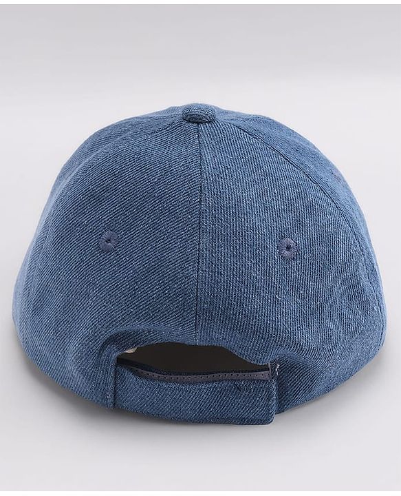 Babyhug Denim Woven Summer Cap With Text Embroidery Blue - Diameter 19 cm
