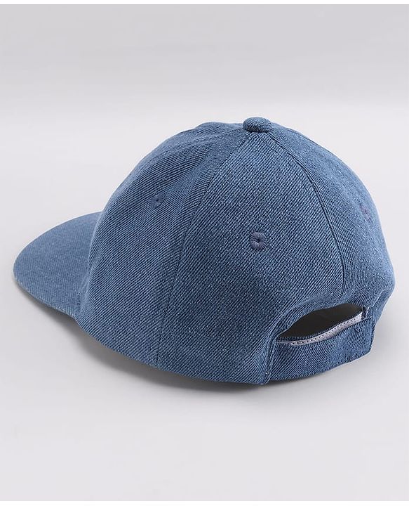 Babyhug Denim Woven Summer Cap With Text Embroidery Blue - Diameter 19 cm