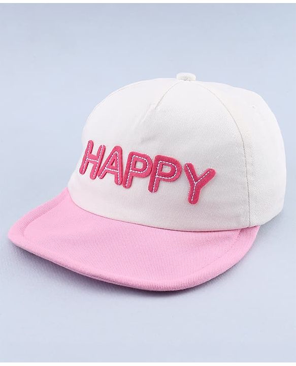 Babyhug 100% Cotton Woven Baseball Cap With Text Embroidery - White