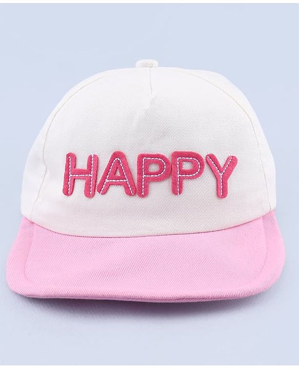 Babyhug 100% Cotton Woven Baseball Cap With Text Embroidery - White