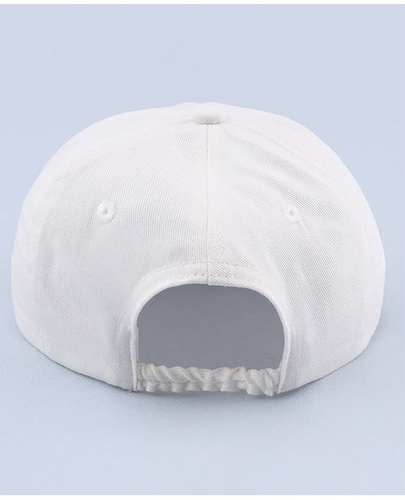 Babyhug 100% Cotton Woven Baseball Cap With Text Embroidery - White