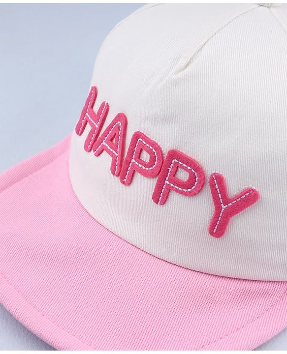 Babyhug 100% Cotton Woven Baseball Cap With Text Embroidery - White