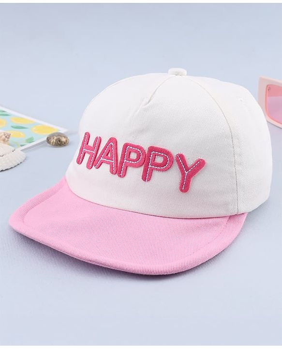 Babyhug 100% Cotton Woven Baseball Cap With Text Embroidery - White
