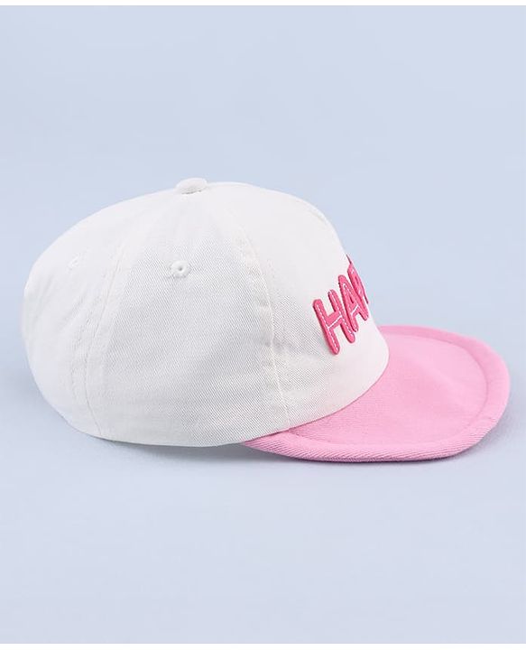 Babyhug 100% Cotton Woven Baseball Cap With Text Embroidery - White