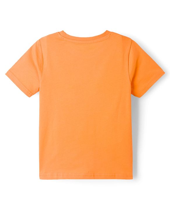 Pine Kids Cotton Knit Half Sleeves T-Shirt & Pyjama Night Suit With Panda & Text Print - Orange & Black