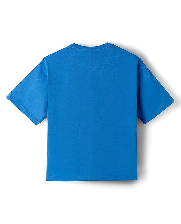 Pine Kids Disney Cotton Knit T-Shirt with Mickey Mouse Graphic Half Sleeves Round Neck Royal Blue 4-5 Years