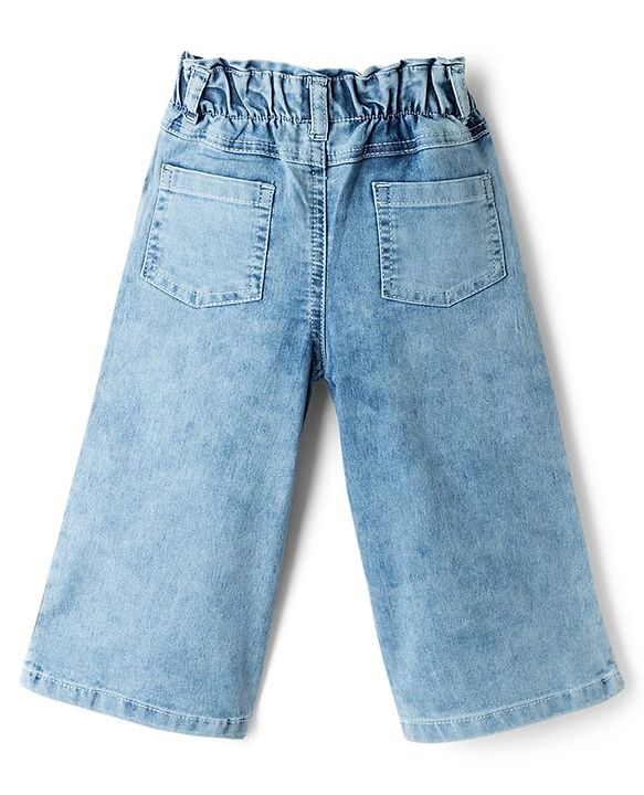 Babyhug Disney Denim Woven Full Length Jeans With Stitch Graphics - Blue