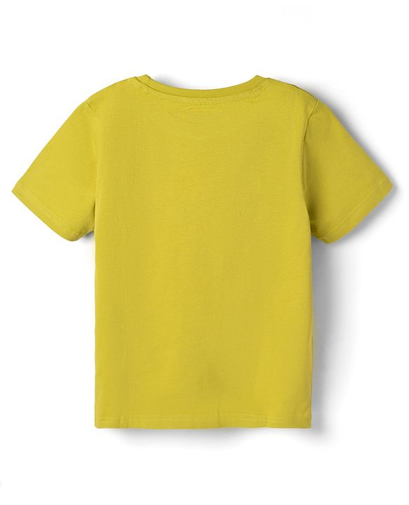 Pine Kids Cotton Knit Half Sleeves Text Printed T-Shirt & Pyjama Night Suit - Limegreen