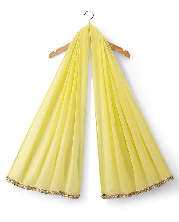Babyhug Georgette Woven Three Fourth Sleeves Kurti Gharara Set with Sequin Detailing & Dupatta - Lime Green