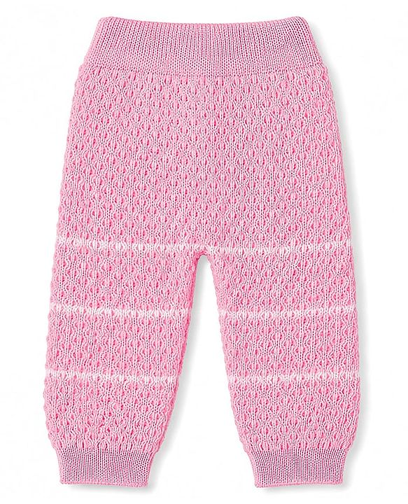 Babyhug Knit Full Raglan Sleeves Hooded Sweater Set with Booties - Pink