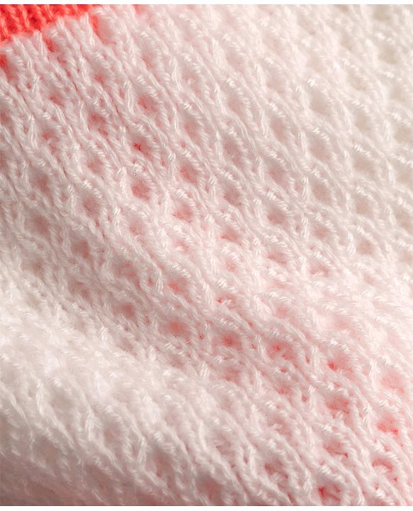 Babyhug Knit Full Raglan Sleeves Striped Sweater Set with Cap & Booties - Coral
