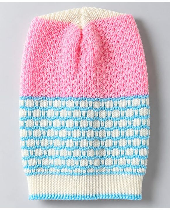 Babyhug Knit Full Sleeves Colour Block Designed Sweater Set with Cap & Booties - Pink