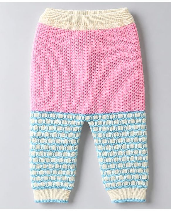 Babyhug Knit Full Sleeves Colour Block Designed Sweater Set with Cap & Booties - Pink