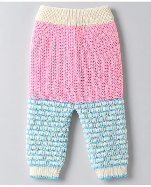 Babyhug Knit Full Sleeves Colour Block Designed Sweater Set with Cap & Booties - Pink