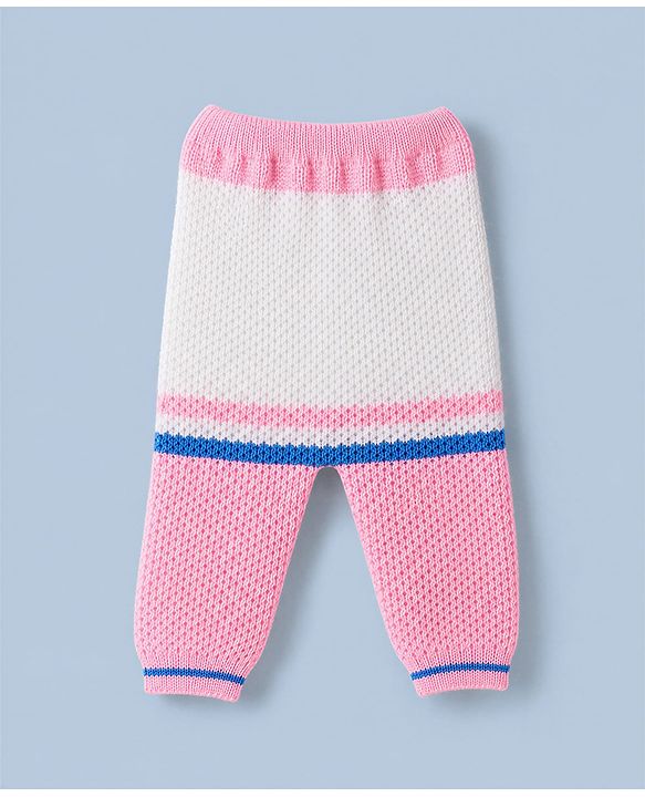 Babyhug Knit Full Sleeves Sweater set with  Striped Design - Pink