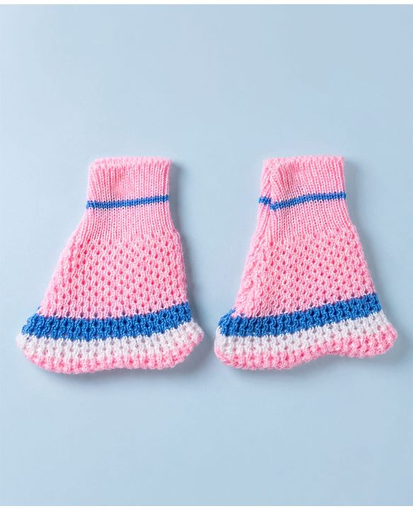 Babyhug Knit Full Sleeves Sweater set with  Striped Design - Pink