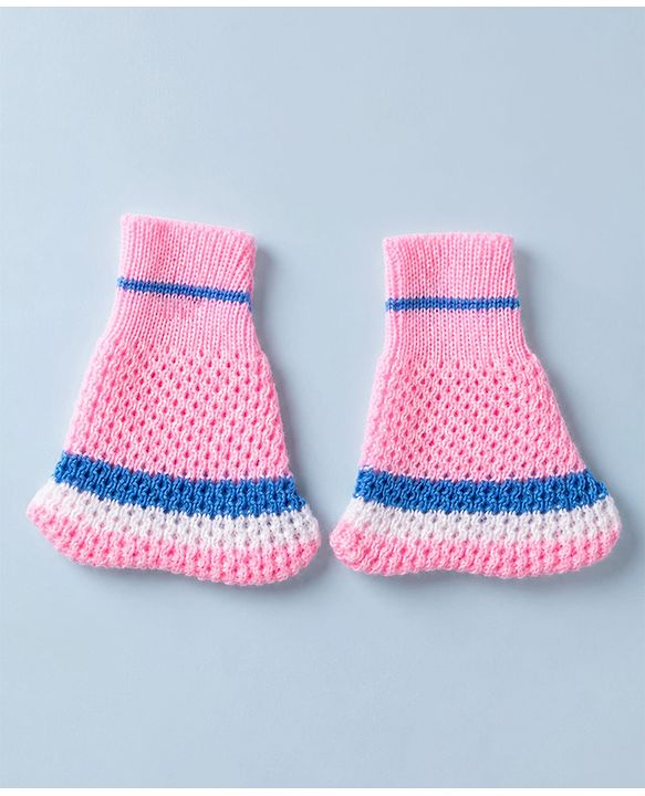Babyhug Knit Full Sleeves Sweater set with  Striped Design - Pink