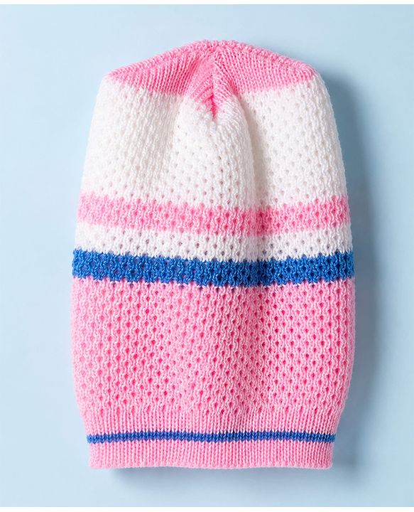 Babyhug Knit Full Sleeves Sweater set with  Striped Design - Pink