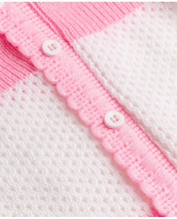 Babyhug Knit Full Sleeves Sweater set with  Striped Design - Pink