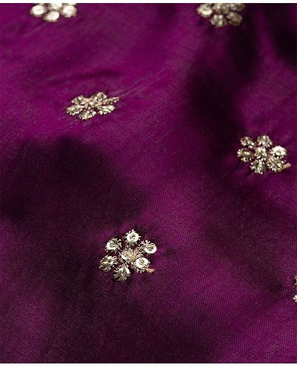 Babyhug Chanderi Woven Half Sleeves Floral Embroidered Choli & Lehenga Set With Dupatta - Wine