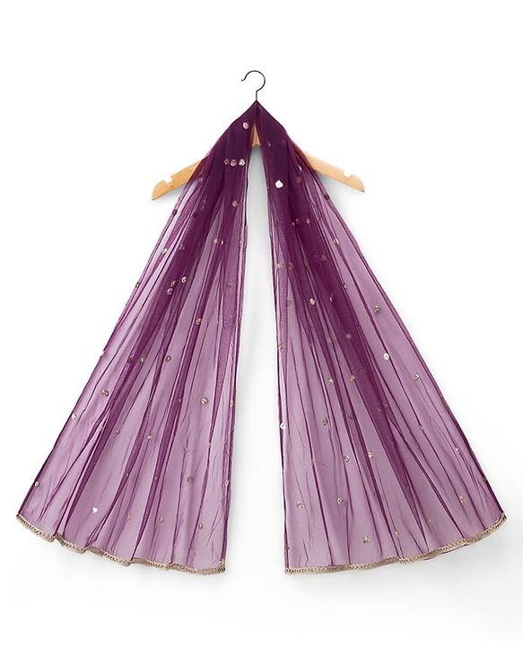 Babyhug Chanderi Woven Half Sleeves Floral Embroidered Choli & Lehenga Set With Dupatta - Wine