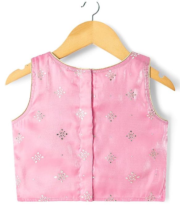 Babyhug Net Woven Choli Legenga Set with Floral Embroidery & Three Fourth Sleeves Jacket - Pink