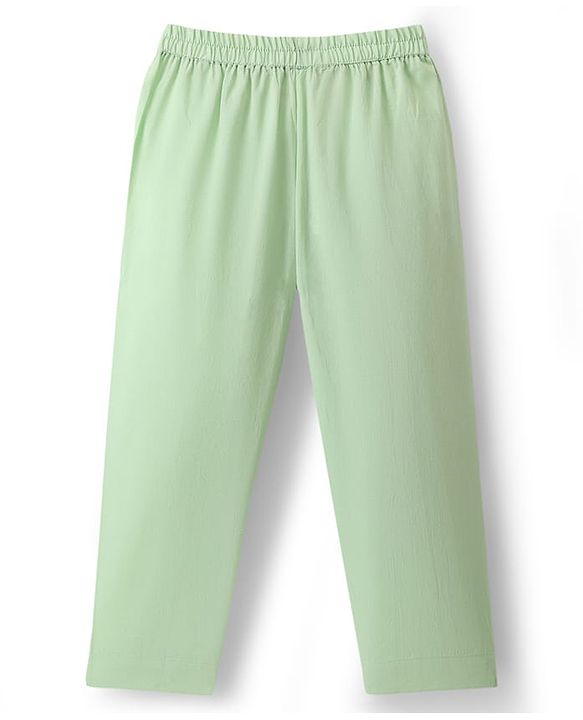 Babyhug Woven Full Sleeves Kurta Pyjama Set with Embroidered & Printed Nehru Jacket - Green